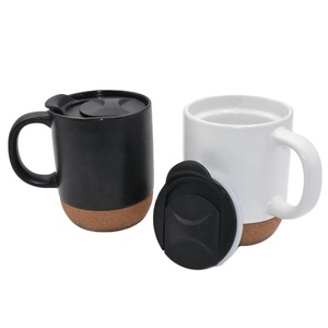 Nhà Sản Xuất Gốm Tốt Nhất Sản Phẩm Bán Chạy Tazas Biểu Tượng Tùy Chỉnh Màu Đen Mờ Decal 12Oz Cà Phê Nút Chai Cốc Gốm Với Nút Chai Cơ Sở - Product Image 6