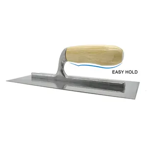 MSN Wooden Handle Trowel With Polish Surface Wall Concrete Plastering Stainless Steel Trowel