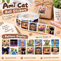 Autocollants personnalisés en gros avec motifs de chats, autocollants carrés auto-adhésifs pour cadeaux faits main, scellage d'emballages et bricolage de papeterie
