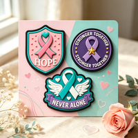 Nouveau Patch 3D en Silicone pour la Sensibilisation au Cancer, Vente en Gros, Promotion Colorée, Patch en Caoutchouc Souple pour la Santé, Patchs Personnalisés en PVC, Ruban