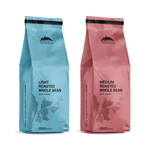 Wholesale Matte Printing Square Bottom 250g 500g 1kg Food Pouches Zipper Coffee Flat Bottom Foil Bags With Valve