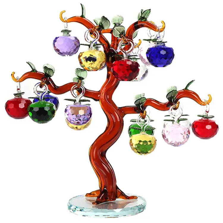 Vaca de cristal 2022 para decoração, árvore de maçã para decoração de natal/casa/casamento