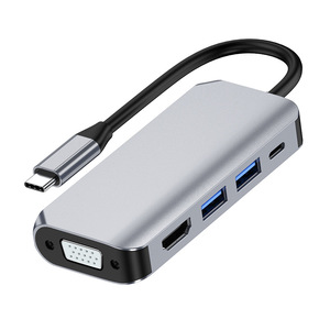 Loại-C bốn trong một Docking Station USB C để HDM + <span class=keywords><strong>VGA</strong></span> + USB 3.0 + PD <span class=keywords><strong>Adapter</strong></span> - Product Image 1