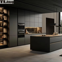 Lemari Dapur Melamin Putih Bentuk L Gaya Eropa Modern Mewah Pesanan Khusus Kedatangan Baru Pintu Lacquer Laci Keranjang Laci