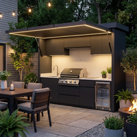 Set Dapur Luar Ruangan Modular Modern dari Baja Anti Karat dengan Grill BBQ, Wastafel, dan Kulkas