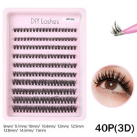 Lot de 120 faux cils 3D en grappe, kit DIY pour cils en grappe, cils naturels effilés, bande fine, 40 paquets