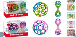 Set de Regalo Easy-Grasp <span class=keywords><strong>Oball</strong></span> - Juego de 2 Pelotas y Sonajeros Grasp the Day, Silicona Libre de BPA, Logotipo Personalizado Impreso, Unisex, Recién Nacido+ - Product Image 2