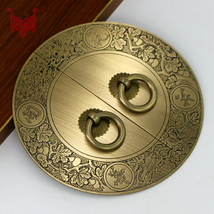 Chinese <b>Antique</b> Style <b>Brass</b> Cabinet Handle Round With Hanging Ring For Bookcase <b>Door</b> - Product Image 1