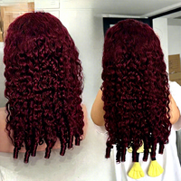 Peluca de Cabello Humano Remy Birmano Natural Color 99j con Encaje Frontal 13x4, Densidad 180%, Larga y Rizada, Sin Pegamento, Negra