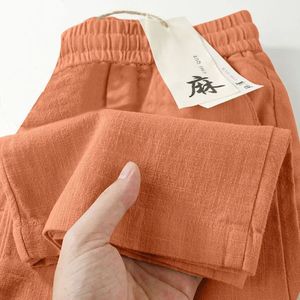 Nuevos pantalones de <span class=keywords><strong>lino</strong></span> puro de tela de cintura media plana Casual pantalones largos sueltos de verano pantalón de <span class=keywords><strong>lino</strong></span> fino de algodón - Product Image 6