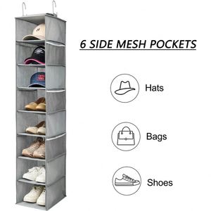 8-Shelf Foldable Hanging Closet Organizer Universal <b>Storage</b> Rack for <b>Shoes</b>, Hats, Clothes, Towels and Toys Ideal for Home Dorm - Product Image 2