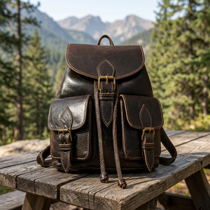Mochila clásica de cuero genuino para hombre, duradera, para viaje, con asa suave, estilo vintage - Product Image 5