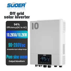 อินเวอร์เตอร์พลังงานแสงอาทิตย์แบบไฮบริด10KW เฟสเดียวคลื่นไซน์บริสุทธิ์อัจฉริยะพร้อม MPPT