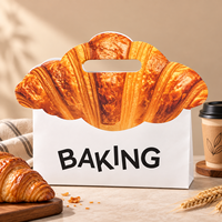 Sac en papier pour pâtisserie française HONPAK, style croissant, avec poignée découpée, pour l'emballage de pain et de desserts
