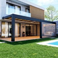 Pergola en aluminium robuste pour extérieur, anti-corrosion, design moderne, écologique, pour balcon, patio, jardin, cour, terrasse, 3x4 LED