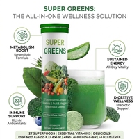 Complément alimentaire biologique Superfood Super Green et Probiotique, multivitamines quotidiennes aux fruits et légumes, comprimés effervescents Super Greens
