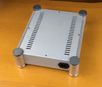 Boîtier en aluminium double radiateur audio BRZHIFI, préamplificateur DIY argenté, châssis d'amplificateur de puissance personnalisable