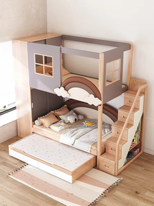Meilleure vente de lits jumeaux superposés en bois bibliothèque design moderne meubles multifonctionnels pour enfants pour chambre à coucher à usage domestique - Product Image 5