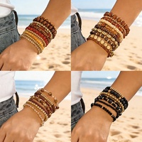 Bracelet en perles de verre soufflé à la main, style bohème créatif, multi-couches, tendance, style européen et américain, pour la plage