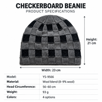 Bonnet en tricot à carreaux d'hiver avec logo personnalisé, doublure en polaire, chaud, pour hommes et femmes