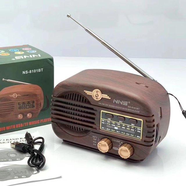 NNS NS-8101BT Portable Wireless Vintage Am Fm Old Wooden Retro Radio With Tf Card Function Am Fm Radio Retro