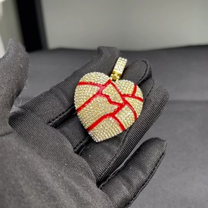 DUYIZHAO colgante de Corazón <span class=keywords><strong>Roto</strong></span> chapado en oro de Hip Hop con cadena de cuerda para hombres y mujeres - Product Image 4