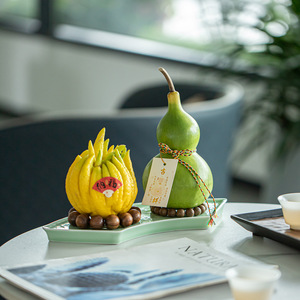 Assiette à fruits en céramique, forme irrégulière, motif ondulé, plateau décoratif pour la présentation du Nouvel An chinois - Product Image 2