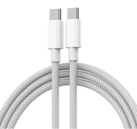 Proveedor de fábrica PD 60W Cable USB 2,0 trenzado Carga rápida Tipo C para IPhone15Pro 1M Chaqueta de nailon Transferencia de datos de materia prima