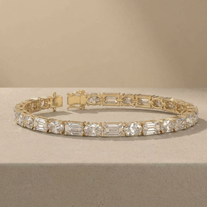 Pulsera de tenis de oro con diamantes naturales, diseño de esmeraldas y formas ovaladas, joyería fina de lujo, pulsera de gemas amarillas, regalo clásico - Product Image 3