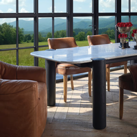 Meubles de salle à manger FERLY, luxe moderne, table à manger en marbre naturel et bois, contraste architectural, taille personnalisable