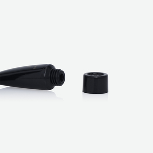 Custom Glossy Black PE Squeeze Tube With Tapered Conical Tip & Plain Black <b>Flat</b> <b>screw</b> Cap For Makeup Base Primer Cream - Product Image 2