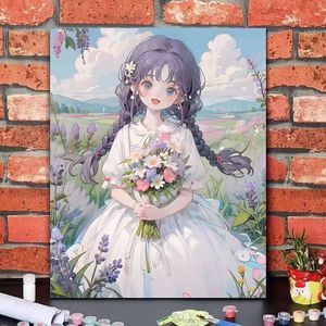 Juego de pintura abstracta moderna por números Kit de pintura al óleo digital Premium con lienzo enmarcado y suministros de arte completos <span class=keywords><strong>para</strong></span> decoración del hogar - Product Image 1