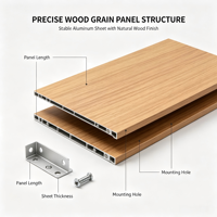 Panneau de façade en aluminium à grain de bois, finition naturelle, revêtement extérieur pour immeuble de bureaux, hôtel, complexe commercial