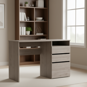 Kenai <b>Computer</b> <b>Desk</b> <b>With</b> One <b>Shelf</b> And Three Drawers Light Gray Wood Home Office Furniture - Product Image 2