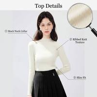 CHIU SHUI Suéter ajustado de estilo coreano con cuello simulado para mujer, tejido con mezcla de lana para invierno