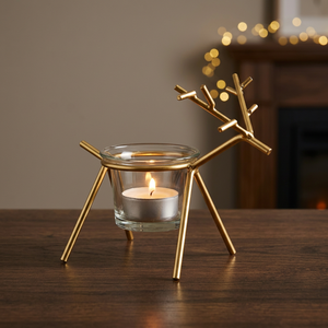 Gold IreiDeer Candle Holder Handmade <b>Tealight</b> Stand Rustic <b>Lantern</b> for Christmas Home Wedding Decor - Product Image 2