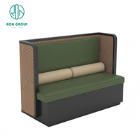 Moderne Carré Bois Marbre Cuir Commercial Café Thé Boutique Restaurant Ensemble Mobilier Canapé Cabine Sièges Chaise et Table
