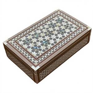 Sultana Handcrafted <b>Large</b> Egyptian Mother of Pearl Wooden Jewelry <b>Box</b> - Inlaid Mosaic Organizer (10.5x6.5x2.7 In) - Product Image 1
