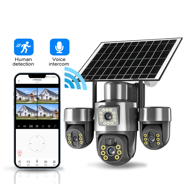 Industrial Use Solar 4G PTZ Camera Auto Tracking 355° View Wireless Security Camera System with SIM Card for Farm Building Site