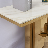 Meubles de salon classiques, tables consoles en acier inoxydable doré, table console d'entrée en marbre de luxe, table d'appoint moderne pour le hall