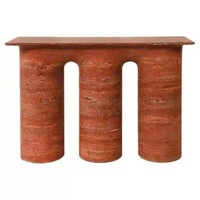 KUMUSI FURNITURE Design personnalisé en forme d'arche italienne Calacatta Alto Table console de luxe en travertin pour la décoration de la maison