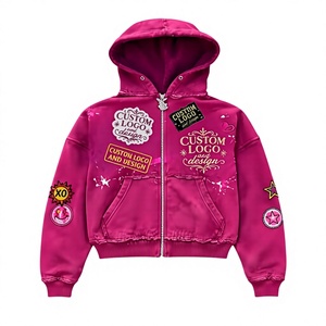 Sudadera con Capucha Bordada Personalizada, Rosa, Corte Holgado, Estilo Y2K, Poliéster, Corte Cuadrado, Hombros Caídos, Opciones de Impresión DTG, DTF y Serigrafía - Product Image 1