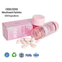 Comprimés de dentifrice probiotiques personnalisés OEM saveur pêche – Nettoient l'haleine, rafraîchissent la bouche – Granulés de bain de bouche portables pour usage extérieur