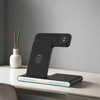 Support de chargeur magnétique 3 en 1 portable à charge rapide sans fil 15W avec support de téléphone intelligent compatible avec la montre de téléphone et l'utilisation de la lampe