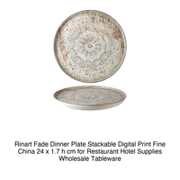 Fade Stapelbare Flache Teller Ø 24 cm H 1,7 cm Premium Feines Porzellan Digitaldruck Rinart