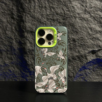 Bonne chance motif de grue de nuage de bon augure étui de téléphone en TPU dur pour iPhone 15 16 Pro Max couverture arrière antichoc