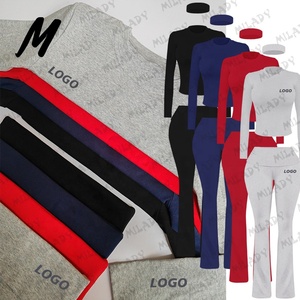 Biểu Tượng Tùy Chỉnh Của Phụ Nữ Mùa Thu Mũ Nón + Áo Sơ Mi Top + Quần loe Hai Mảnh Thiết Lập Giản Dị Jogger Thiết Lập 3 Mảnh Của Phụ Nữ Quần Áo Loungewear Bộ - Product Image 5