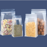 En stock, vente en gros, sac d'emballage alimentaire à fermeture éclair, sachet refermable transparent à fond plat pour poudre, collation, biscuits, noix, céréales, épices