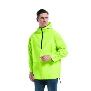 FIRST FIBER สีเขียวและสีเหลืองเรืองแสง เสื้อกันฝน Workwear คลาสสิก เสื้อผ้าความปลอดภัยกลางแจ้งกันน้ําและระบายอากาศได้
