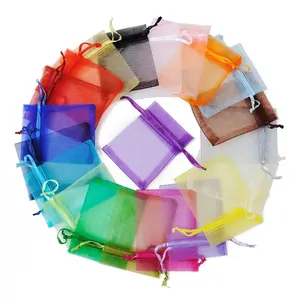 Bolsas pequeñas de regalo para joyería, embalaje de Organza, Mini bolsas de caramelo con cordón de 7x9cm, gran oferta